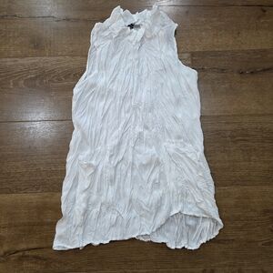 Shana Women's Lagenlook Crinkle Sleeveless Blouse Small Quiet Luxury Minimalist